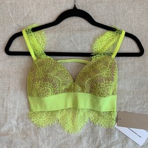 NWT Three Floor Neon Yellow Lace Bralette Top Size XXS / US 2